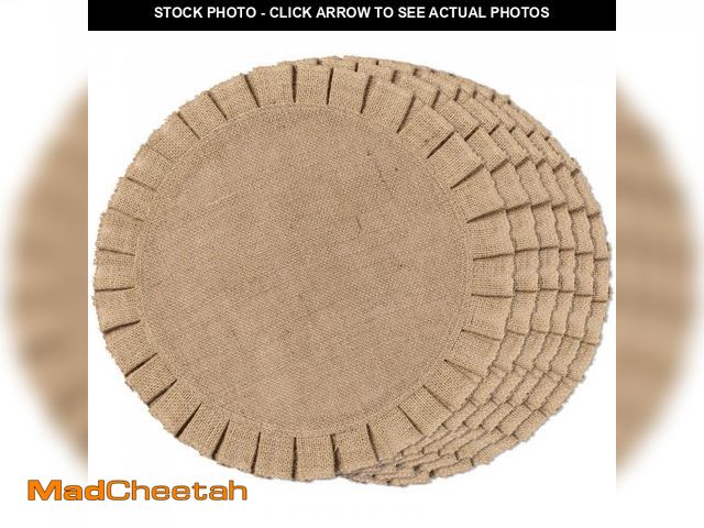 Lot 74-11550214 - FunWheat Burlap Round Braided Placemats Set of 6 for Dining Tables 15 Inch Heat Resistant Jute Table...