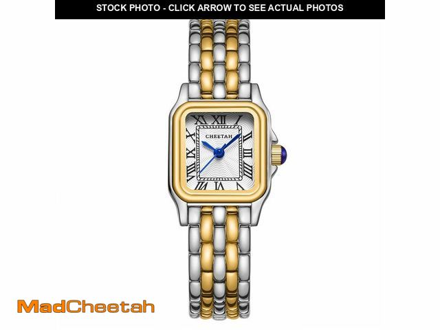 Lot 74-14046209 - CHEETAH Watches for Women with Small Two-Tone Vintage Bracelet, Rectangular Case Roman Dial - UNUSED