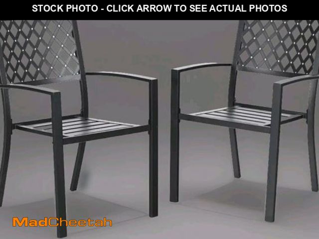 Lot 74-12103799 - NEW PHI Villa Black Stackable Elegant Metal Patio Outdoor Dining Chair 2-Pack - UNUSED