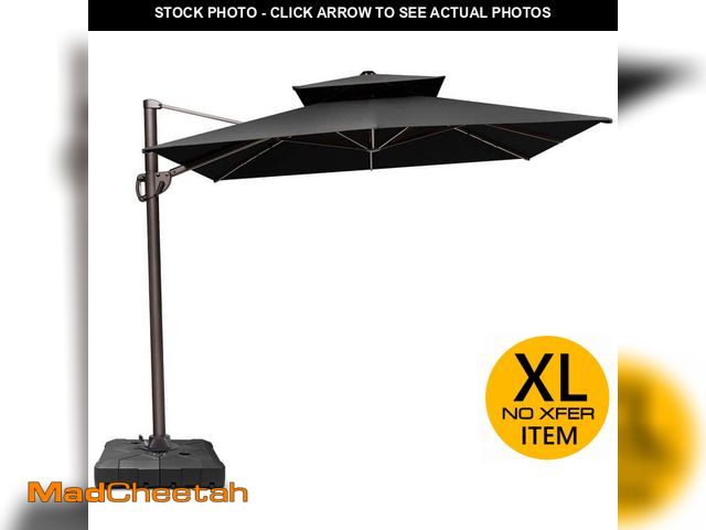 Lot 74-14345077 - (MISSING BASE) Crestlive Products 11 ft. x 9 ft. Aluminum Patio Cantilever Umbrella in Black Double ...