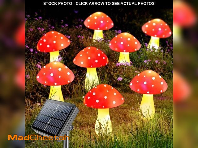 Lot 74-14060372 - Homeleo 8-Pack Red Mushroom Solar Lights for Outdoor Garden Decor - UNUSED