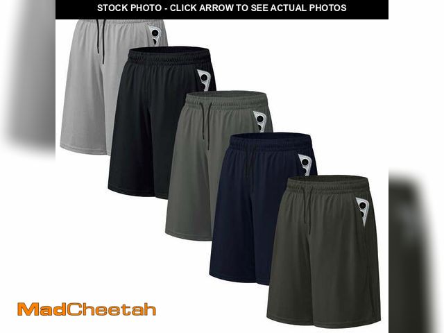 Lot 74-13777764 - ASUDESIRE 5 Pack Men's Athletic Shorts Mesh Workout Gym Activewear Basketball Shorts 8" Inseam With ...