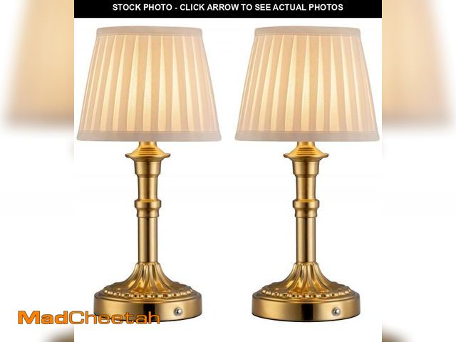 Lot 74-11552157 - KDG Cordless Portables Table Lamp Set of 2, LED Fabric Shade Small Desk Lamps, 5000mAh Battery Power...