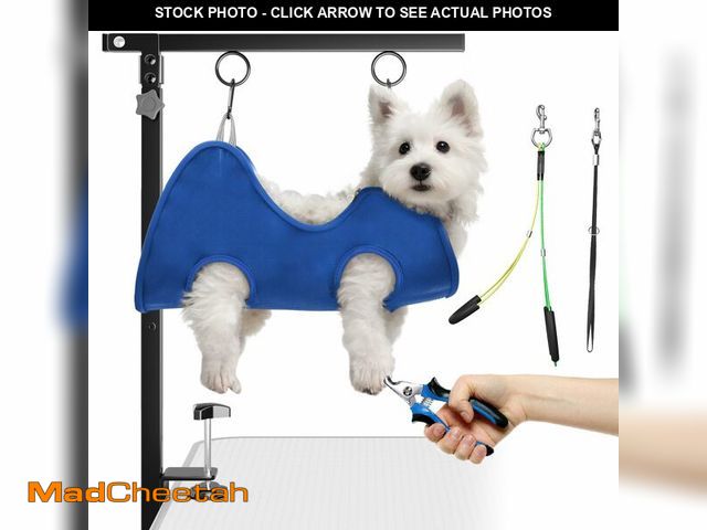 Lot 74-14267210 - Foldable Dog Grooming Arm with Clamp: Adjustable Height 26"-40", Dog Grooming Table Arm with Hammock...