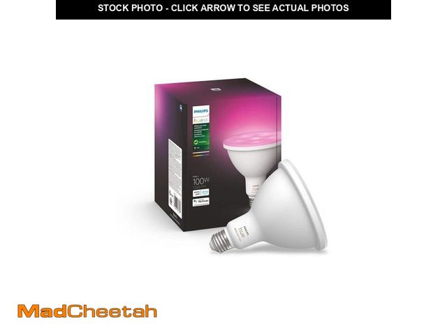 Lot 74-12777644 - Philips Hue 100-Watt Equivalent PAR38 Smart Waterproof Color Changing Light Bulb (1-Pack) - UNUSED