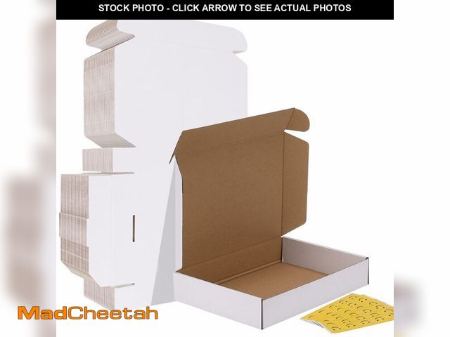 Lot 74-12973263 - HORLIMER 11x8x2 Shipping Boxes Set of 30, White Corrugated Cardboard Mailer Box for Packing Small Bu...