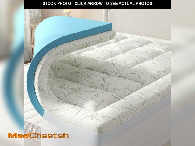 Lot 74-13382279 - DUMOS King Mattress Topper, Dual Layer 3 Inch Memory Foam Mattress Topper - 2 Inch Gel Memory Foam a...