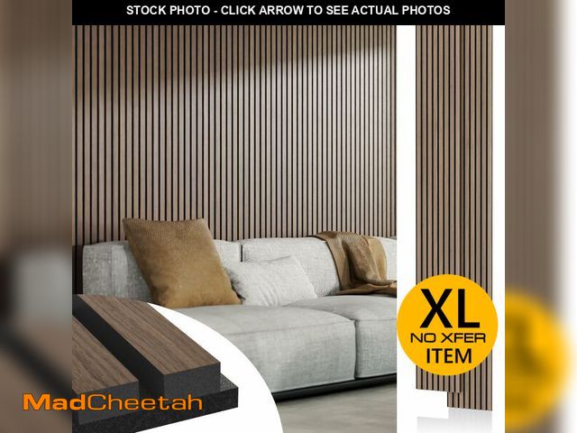 Lot 74-12572382 - Acoustic Wood Wall Panels, 2-PC 94.49 x 12.6 in Soundproof Wood Wall Panels for Decor, Wood Slat Wal...