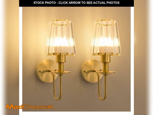 Lot 74-14266958 - FANIZOL Battery Operated Wall Sconces Set of 2 Ã¢â¬â 5200mAh Rechargeable Gold Crystal Glass, 15 ...