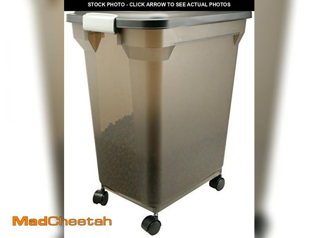 Lot 74-12396748 - IRIS USA Airtight Dog Food Storage Container, WeatherPro, Up to 40 lbs, Removable Wheels, for Dog Ca...