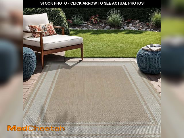 Lot 74-14371504 - Beverly Rug Floral Bordered Washable Outdoor Indoor Area Rugs 8x10 Beige - UNUSED