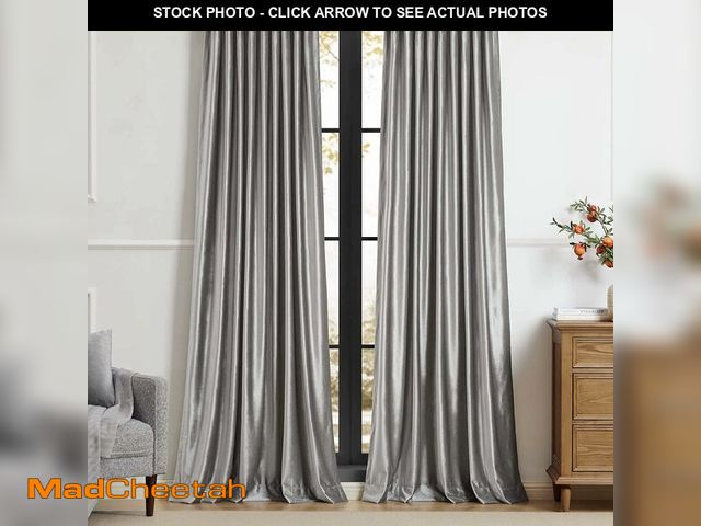 Lot 74-13629102 - PRIMROSE Light Grey Curtains 90 inch for Living Room,2 Panels Drapes Blackout Rod Pocket Back Tab Wi...