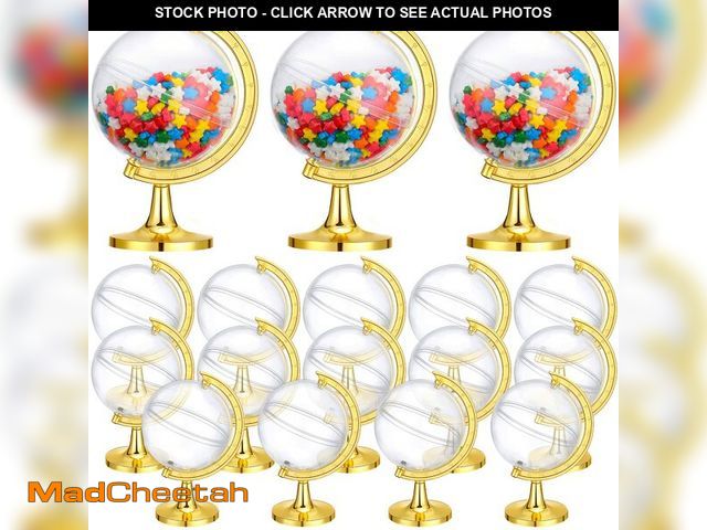 Lot 74-14205483 - 40 Pack Mini Gold Globe Clear Candy Boxes Earth Shaped Party Favor Containers Candy Plastic Gift Box...
