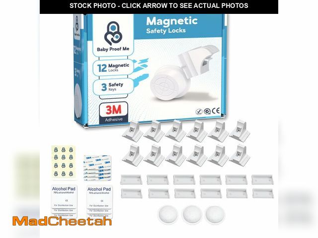 Lot 74-12600623 - BABY PROOF ME Pack of 12 Magnetic Cabinet Locks for Child Safety with 3 Keys, 3M Adhesive Easy Insta...