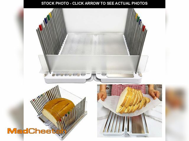 Lot 74-14213803 - Stainless Steel Bread Slicer for Homemade Bread, Bread Slicing Guide with 20 Liners, 2 Thickness Cut...