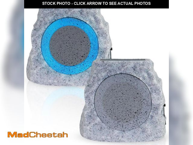Lot 74-12051180 - NiceBuy Solar Rock Speakers Outdoor Water-Resistant 2-Pack Solar Powered Rock Speaker with Lights RG...