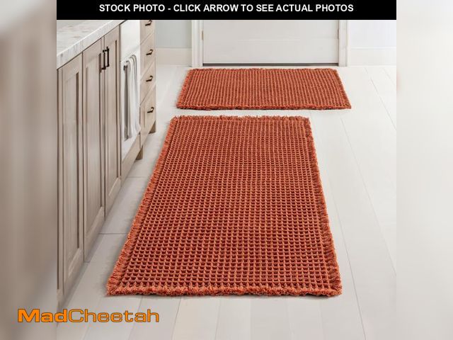 Lot 74-12050884 - MIULEE Fall Orange Set of 2 Waffle Bathroom Rugs, Boho Bath Rugs Non Slip Washable, Super Absorbent ...