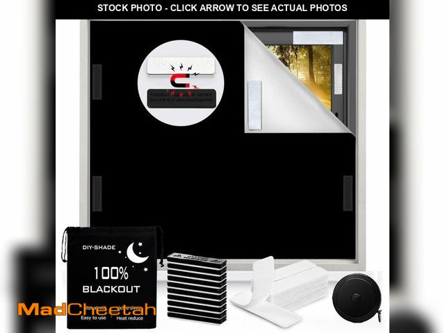 Lot 74-13946318 - 100% Blackout Blind Magnetic Blackout Window Cover 118 x 57Inch,Black Out Curtains with Strong Magne...