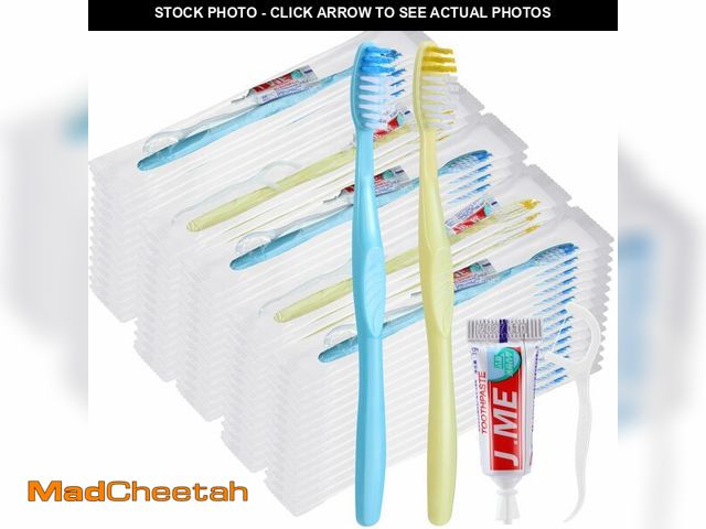Lot 74-14047843 - FoldTier 300 Sets Disposable Toothbrushes with Toothpaste and Floss Bulk Individually Wrapped 10g To...