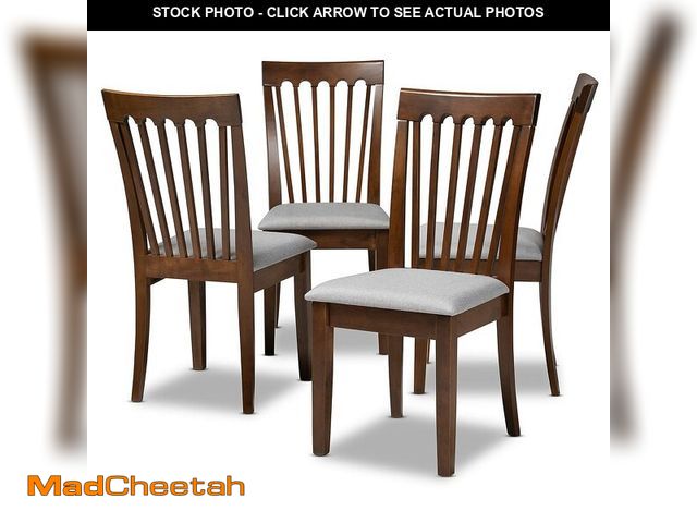 Lot 74-13790363 - Baxton Studio Set of 4 Minette Gray Upholstered Walnut Finished Dining Chairs - UNUSED