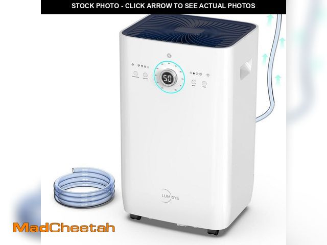 Lot 74-12691015 - Edendirect 125 pt. 8,500 sq. ft. Portable Dehumidifier in White with Pump for Basement, Home with Au...