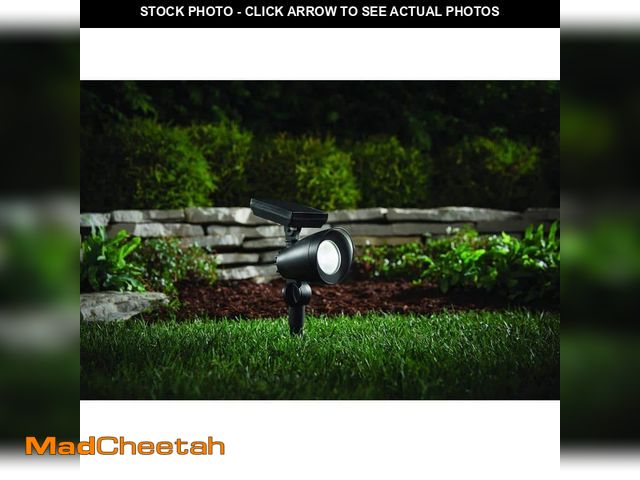 Lot 74-14276683 - Hampton Bay 55 Lumens Black LED Outdoor Solar Spotlight with Adjustable Head (4-Pack) - UNUSED