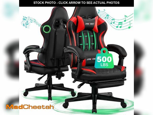 Lot 74-14353613 - JONPONY Big and Tall 500lbs Gaming Chair with Bluetooth Speakers Gamer Chair with Footrest Game Chai...