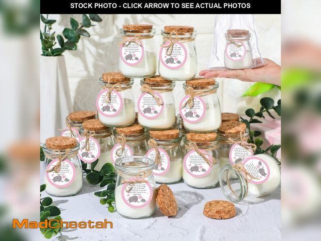 Lot 74-14273125 - Threlaco 20 Pcs Elephant Baby Shower Favors Party Candle Lavender Scented Glass Mason Jar Wax Candle...