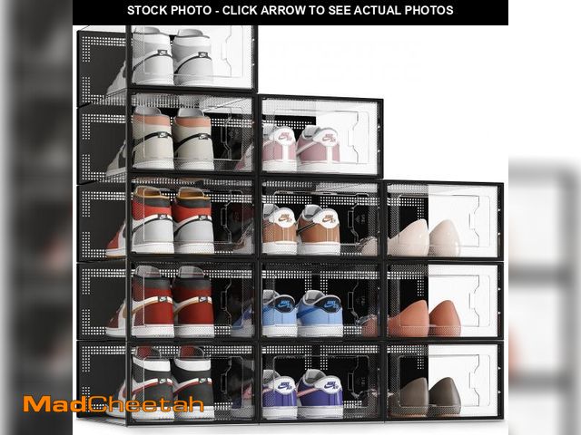 Lot 74-11556406 - SEE SRPING XX-Large Shoe Storage Box Fit Size 14, Clear Plastic Stackable Shoe Organizer for Closet,...