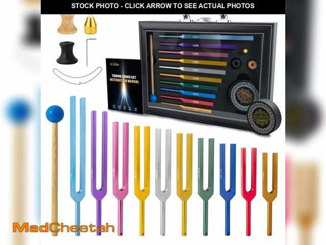Lot 74-13950724 - Hugbow 10 PCS Unweighted Tuning Fork for Healing Set, Multi-Color Chakra Tuning Forks, Aluminum Allo...