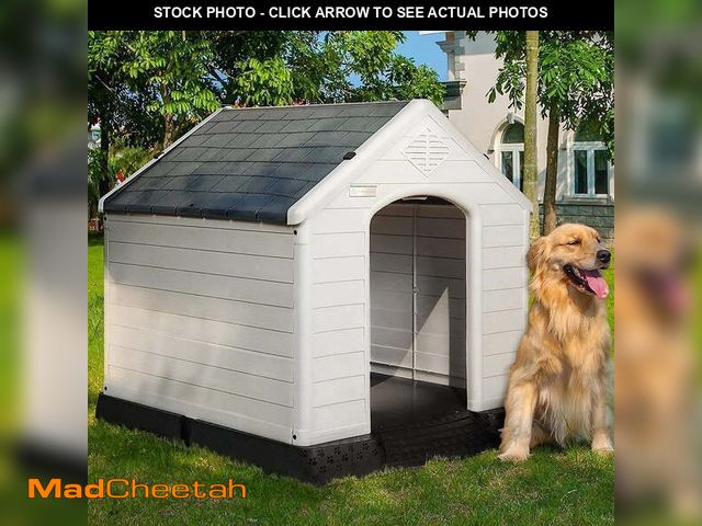 Lot 74-14434912 - BOSSIN Plastic Dog House Outdoor Indoor for Small Medium Large Dogss with Elevated Floor and Air Ven...