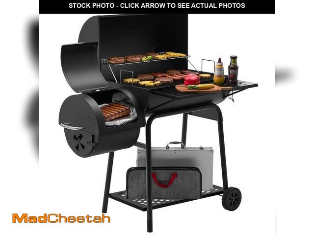 Lot 74-14115490 - Royal Gourmet 28 in. Barrel Charcoal Grill with Offset Smoker in Black - UNUSED