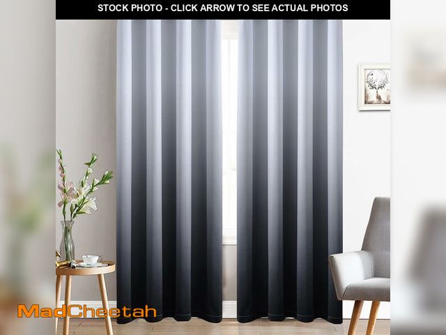 Lot 74-14304139 - Yakamok 90 Inch Length Ombre Curtains for Bedroom,Room Darkening Gradient Color Thermal Insulated Gr...
