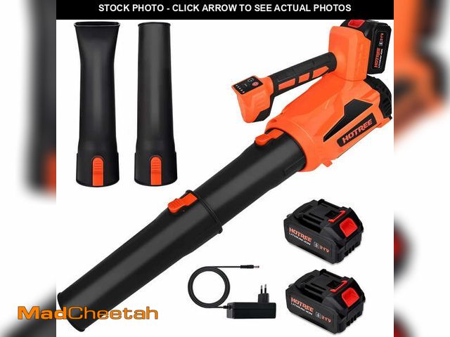 Lot 74-13767104 - (MISSING CHARGER) HOTREE Cordless Leaf Blower 600CFM 170MPH, 6 Speed Electric Leaf Blower with 2Ã2....