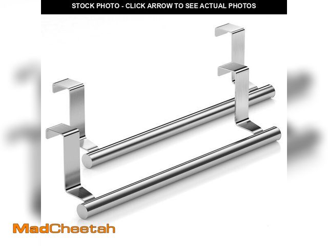 Lot 74-12975529 - Mosuch Stainless Steel Over Door Towel Rack Bar Holders for Universal Fit on Over Cabinet Cupboard D...