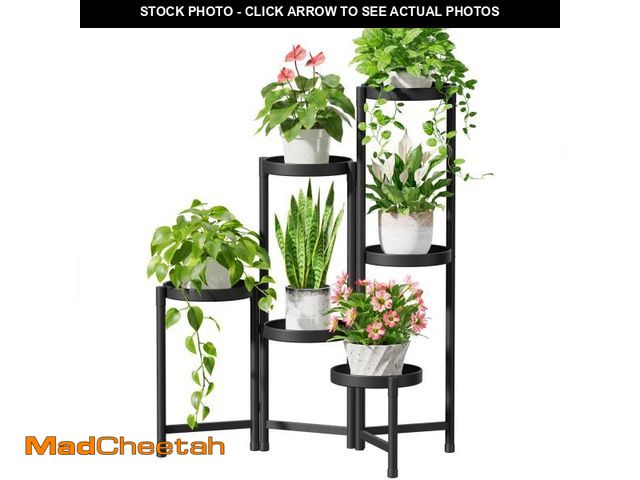 Lot 74-11551510 - iDavosic.ly 6 Tier Metal Plant Stand for Indoor Outdoor, Folding Tiered Corner Flower Display Holder...
