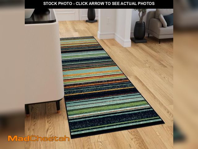 Lot 74-12366242 - Ottomanson Hallway Runner Rug 2'7" x 9'10" Non Slip Striped Area Rugs Easy to Clean Laundry Rug Runn...