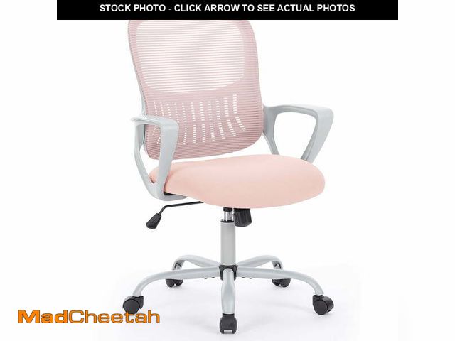 Lot 74-12678532 - edx Desk Chair with Ergonomic Lumbar Support for Home, Office, Bedroom, 250lbs, Pink - UNUSED
