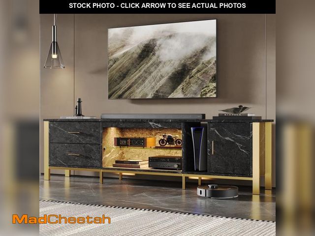 Lot 74-12475334 - Bestier LED TV Stand for 75 inches TV Entertainment Center for TVs up to 85" Console Table with Draw...