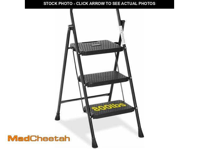 Lot 74-12695893 - Simple Deluxe 3 Step Ladder, Step Stool Foldable, 800lbs Portable Ladder with Wide Anti-Slip Pedal, ...