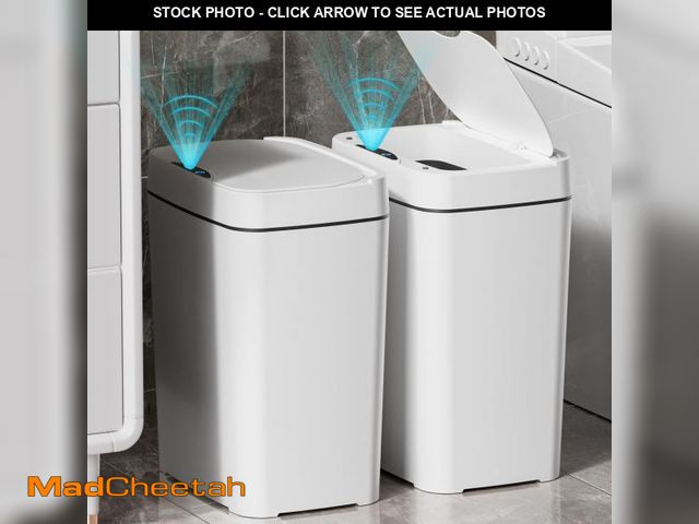 Lot 74-12314737 - Vanpopubs 2 Pack 2.7 Gal Bathroom Trash Can with Lid, Automatic Trash Can Small Smart Garbage Can To...