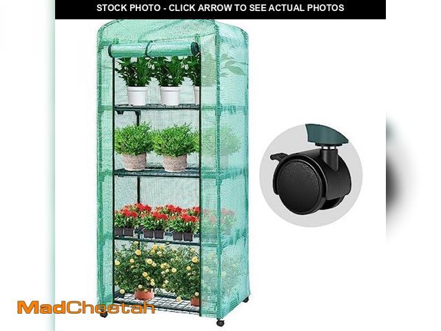 Lot 74-12508990 - VIVOSUN Mini 4-Tier Greenhouse with Wheels, 27 x 19 x 63-Inch Reusable Portable Warm House with Gree...