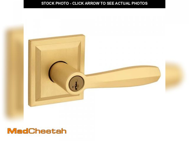 Lot 74-12364956 - Baldwin Prestige Torrey Satin Brass Low Profile Rose Entry Door Handle Featuring SmartKey Security -...