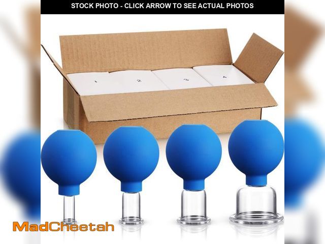 Lot 74-11545606 - 4 Pieces Glass Cupping Set Glass Silicone Cupping Cups Massage Vacuum Suction Cupping Cups for Body ...