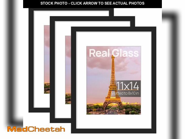 Lot 74-13955487 - upsimples 11x14 Picture Frame Set of 3, Made of High Definition Glass for 8x10 with Mat or 11x14 Wit...