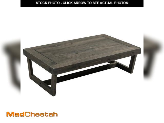 Lot 74-12585064 - Uixe Dark Gray Teak Wood Modern Rectangle Outdoor Coffee Table - UNUSED