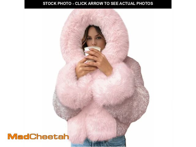 Lot 74-13576619 - Wyeysyt Women's Faux Fur Coats with Hood Winter Warm Cropped Hoodie Jacket Long Sleeve Thick Short O...