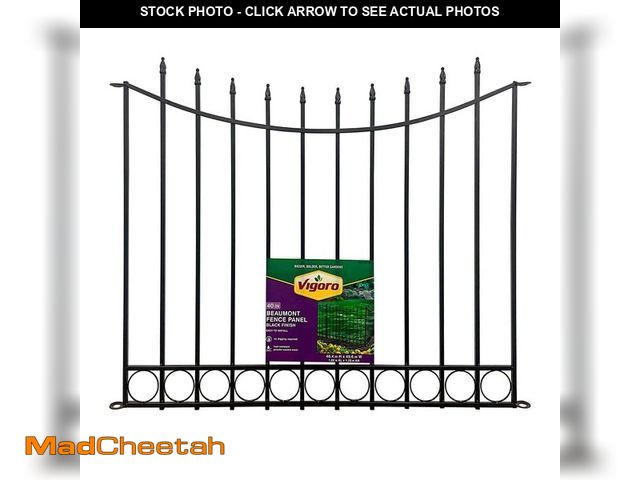 Lot 74-14448844 - Vigoro Beaumont 40.4 in. H x 49.6 in. W Black Steel 3-Rail Fence Panel 860336 - UNUSED
