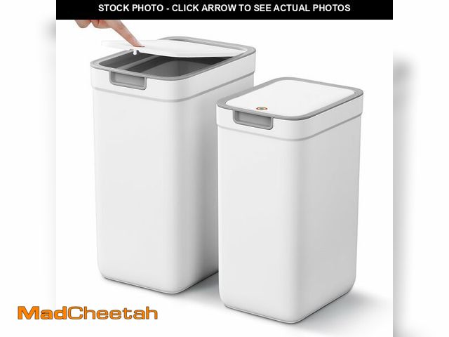 Lot 74-12715034 - MOPALL 2 Pack Bathroom Trash Can with Lid, 3.6Gal + 2.4Gal Garbage Can with Pop-Up Lid, Small Trash ...