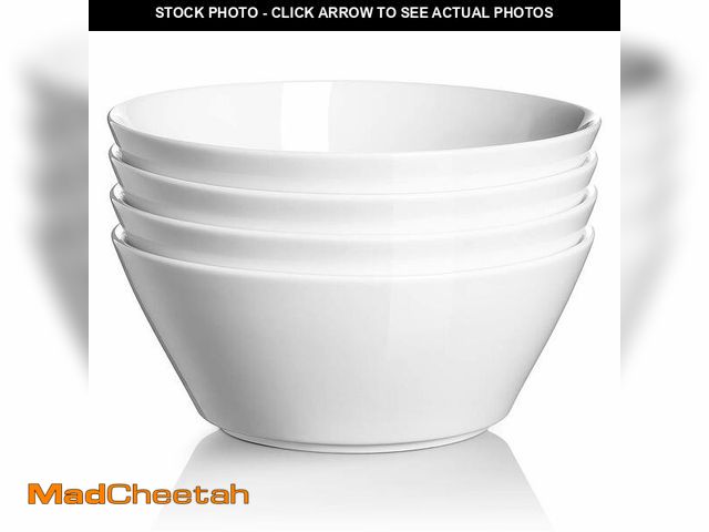 Lot 74-14266458 - DOWAN 32 OZ Large Soup Bowls Set of 4 - White Ceramic Bowls for Kitchen, Deep Bowls for Cereal, Sala...